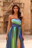 Picture of: Strapless Print Chiffon A-Line Gown in Multi, Style: 33690, Detail Picture 1