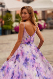 Picture of: Floral A-Line Gown with Plunging Neckline in Multi, Style: 33606, Detail Picture 2