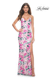 Picture of: Stunning Sequin Floral Print Gown with High Slit in Multi, Style: 32050, Detail Picture 5