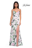 Picture of: Floral Print Stretch Jersey Dress with Sheer Corset Back in Multi , Style 32752, Detail Picture 5