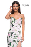 Picture of: Floral Print Stretch Jersey Dress with Sheer Corset Back in Multi , Style 32752, Detail Picture 7