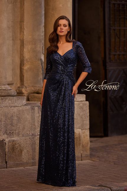 Picture of: Sequin Evening Gown with Knot Detail on Front, Style: 27930, Main Picture