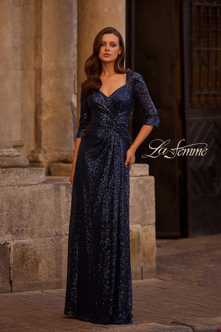 Picture of: Sequin Evening Gown with Knot Detail on Front, Style: 27930, Main Picture