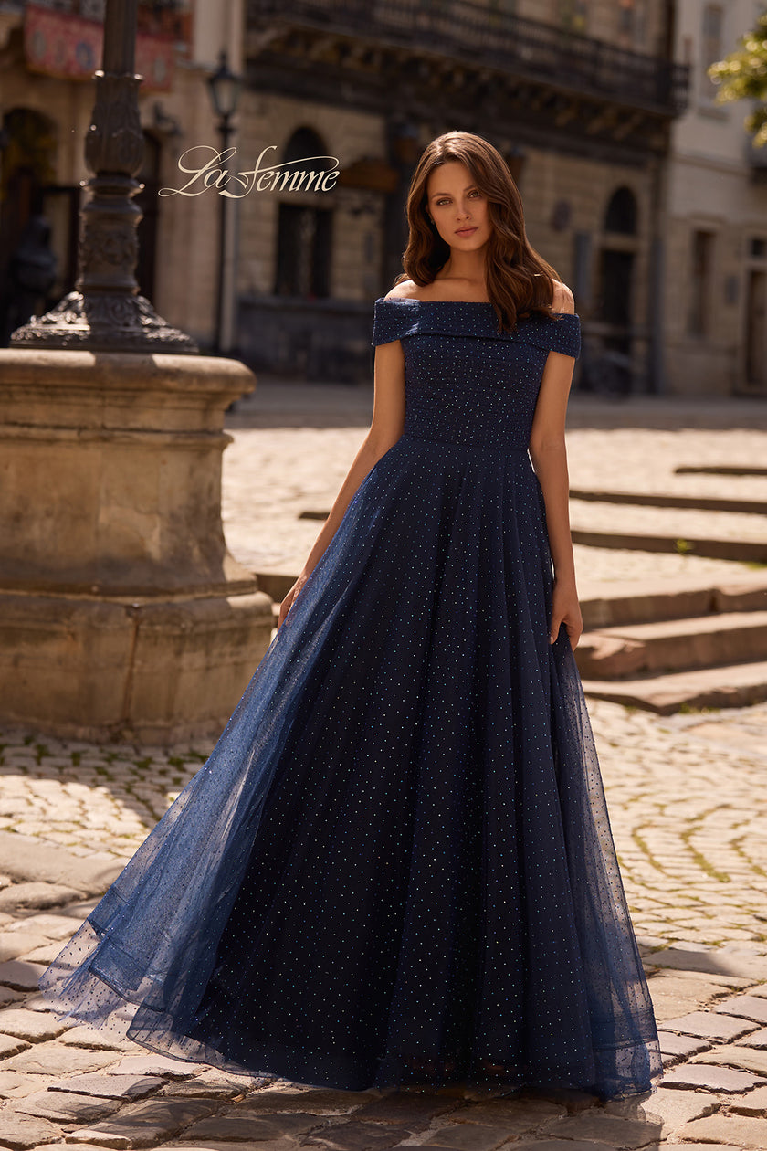 Picture of: Tulle Off the Shoudler A-line Dress with Rhinestones, Style: 28051, Main Picture