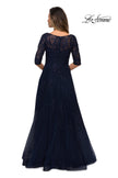 Picture of: Lace and Tulle A-line Gown with Three Quarter Sleeves, Style: 28036, Detail Picture 9
