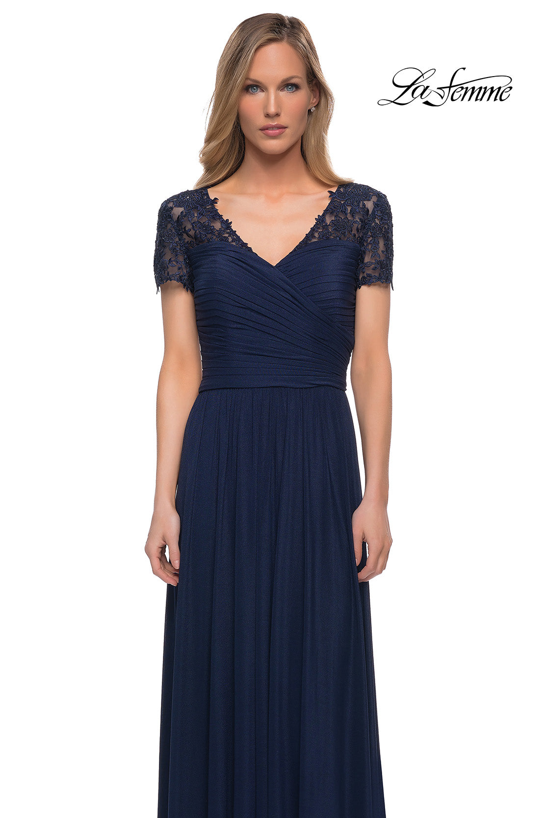 Picture of: Jersey Long Evening Dress with Short Lace Sleeves, Style: 29772, Detail Picture 11