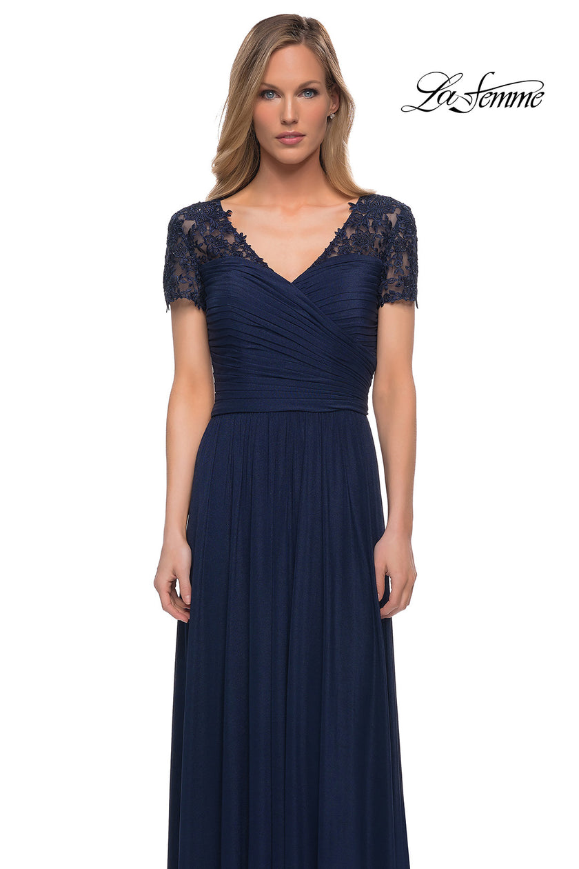 Picture of: Jersey Long Evening Dress with Short Lace Sleeves, Style: 29772, Detail Picture 11