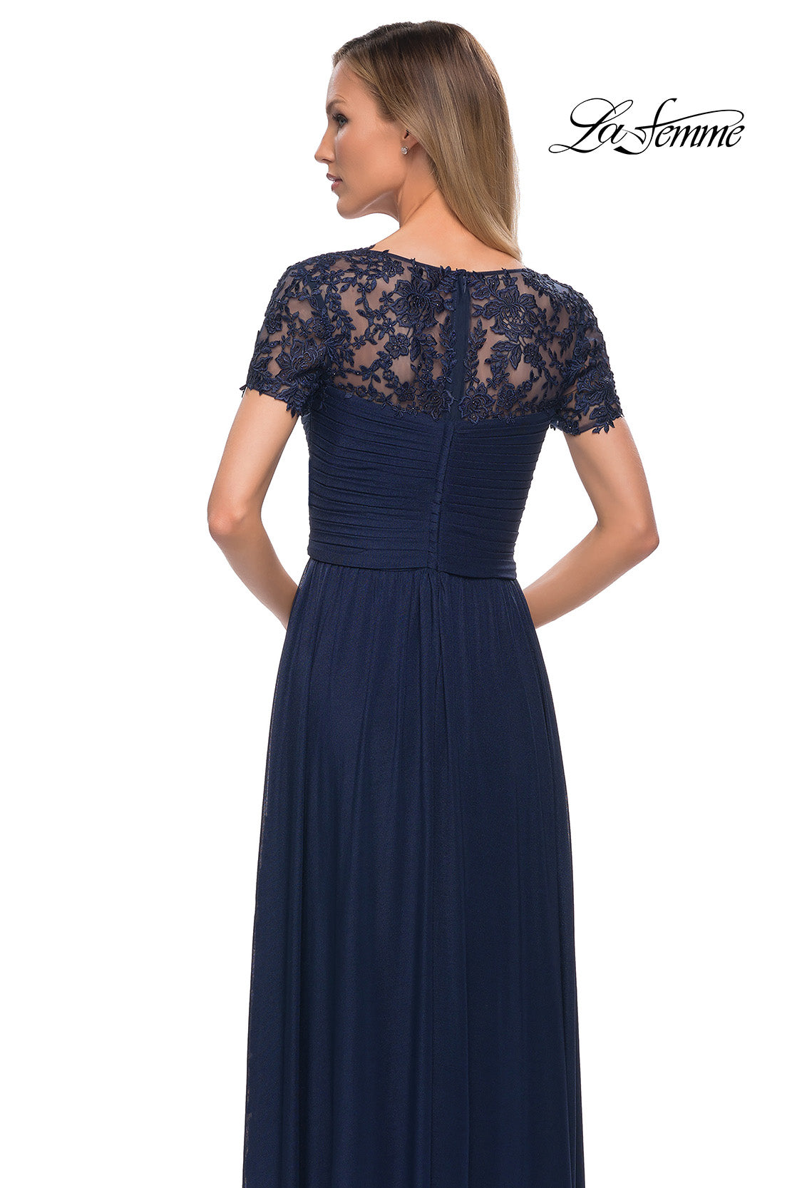 Picture of: Jersey Long Evening Dress with Short Lace Sleeves, Style: 29772, Detail Picture 12