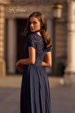 Picture of: Jersey Long Evening Dress with Short Lace Sleeves, Style: 29772, Detail Picture 2