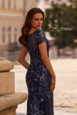 Picture of: Long Beaded Lace Dress with Sheer Neckline, Style: 29961, Detail Picture 2