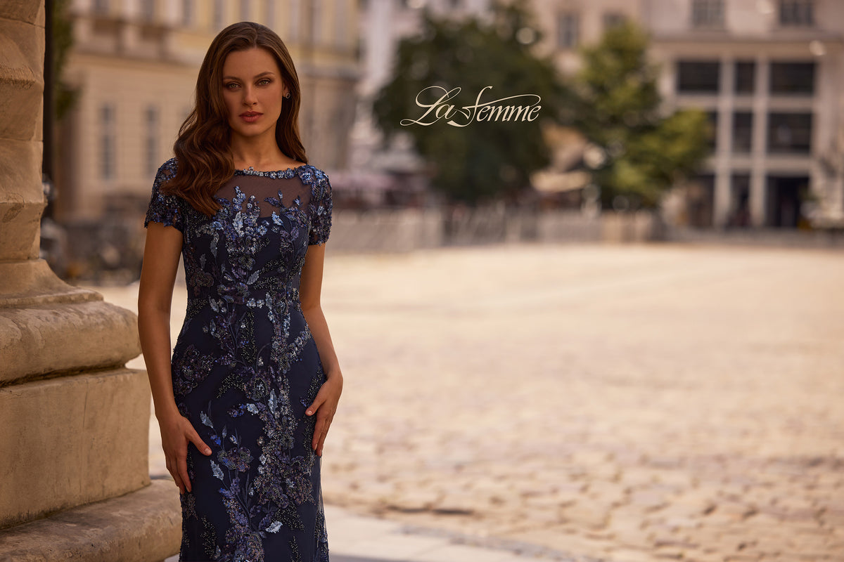 Picture of: Long Beaded Lace Dress with Sheer Neckline, Style: 29961, Detail Picture 3, Landscape