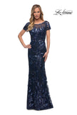 Picture of: Long Beaded Lace Dress with Sheer Neckline, Style: 29961, Detail Picture 4
