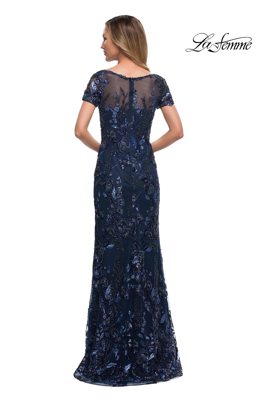 Picture of: Long Beaded Lace Dress with Sheer Neckline, Style: 29961, Detail Picture 5