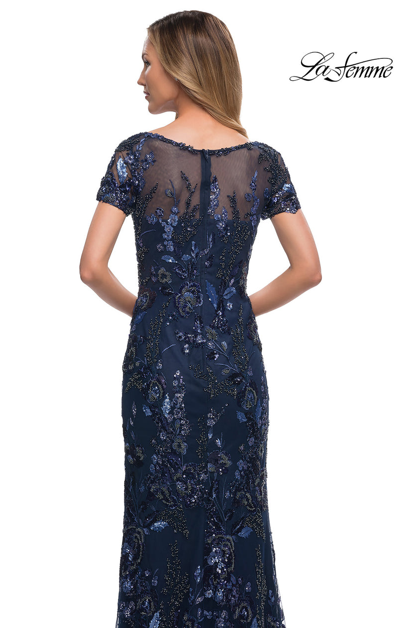 Picture of: Long Beaded Lace Dress with Sheer Neckline, Style: 29961, Detail Picture 7