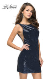 Picture of: Sequin Short Mini Dress with Low Scoop Back in Navy, Style: 26614, Main Picture