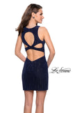 Picture of: Velvet Homecoming Dress with Scattered Rhinestones in Navy, Style: 26789, Back Picture