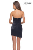 Picture of: Satin Asymmetrical Strapless Homecoming Dress in Navy, Style: 28187, Back Picture