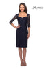 Picture of: Knee Length Lace Dress with Rhinestone Detailing in Navy, Style: 25527, Main Picture