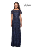 Picture of: Long Lace Dress with Rhinestones and Short Sleeves in Navy, Style: 26405, Main Picture
