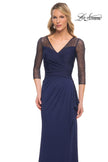 Picture of: Jersey Long Dress with Beading and Ruffle Skirt in Blue, Style: 30028, Main Picture
