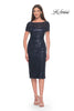 Picture of: Short Evening Dress with Intricate Beaded Sequin Design in Navy, Style: 30043, Main Picture
