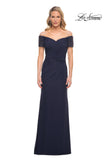 Picture of: Net Jersey Long Gown with Exquisite Beaded Design in Blue, Style: 30057, Main Picture