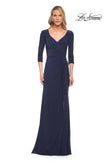 Picture of: Elegant Jersey Dress with Ruching and Ruffle Detail in Blue, Style: 30177, Main Picture