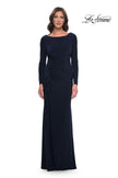 Picture of: Chic Jersey Long Dress with Ruffle Detail Skirt in Navy, Style: 30881, Main Picture