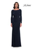Picture of: Chic Jersey Long Dress with Ruffle Detail Skirt in Navy, Style: 30881, Main Picture