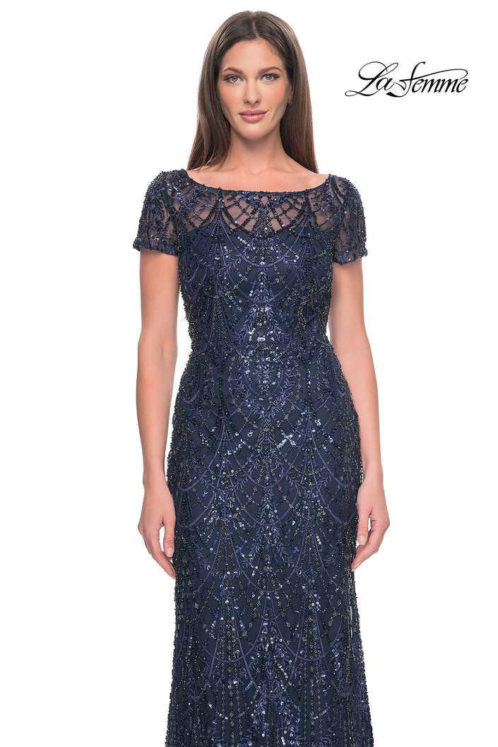 Picture of: Gorgeous Vintage Beaded Mother of the Bride Dress in Navy, Style: 31709, Main Picture