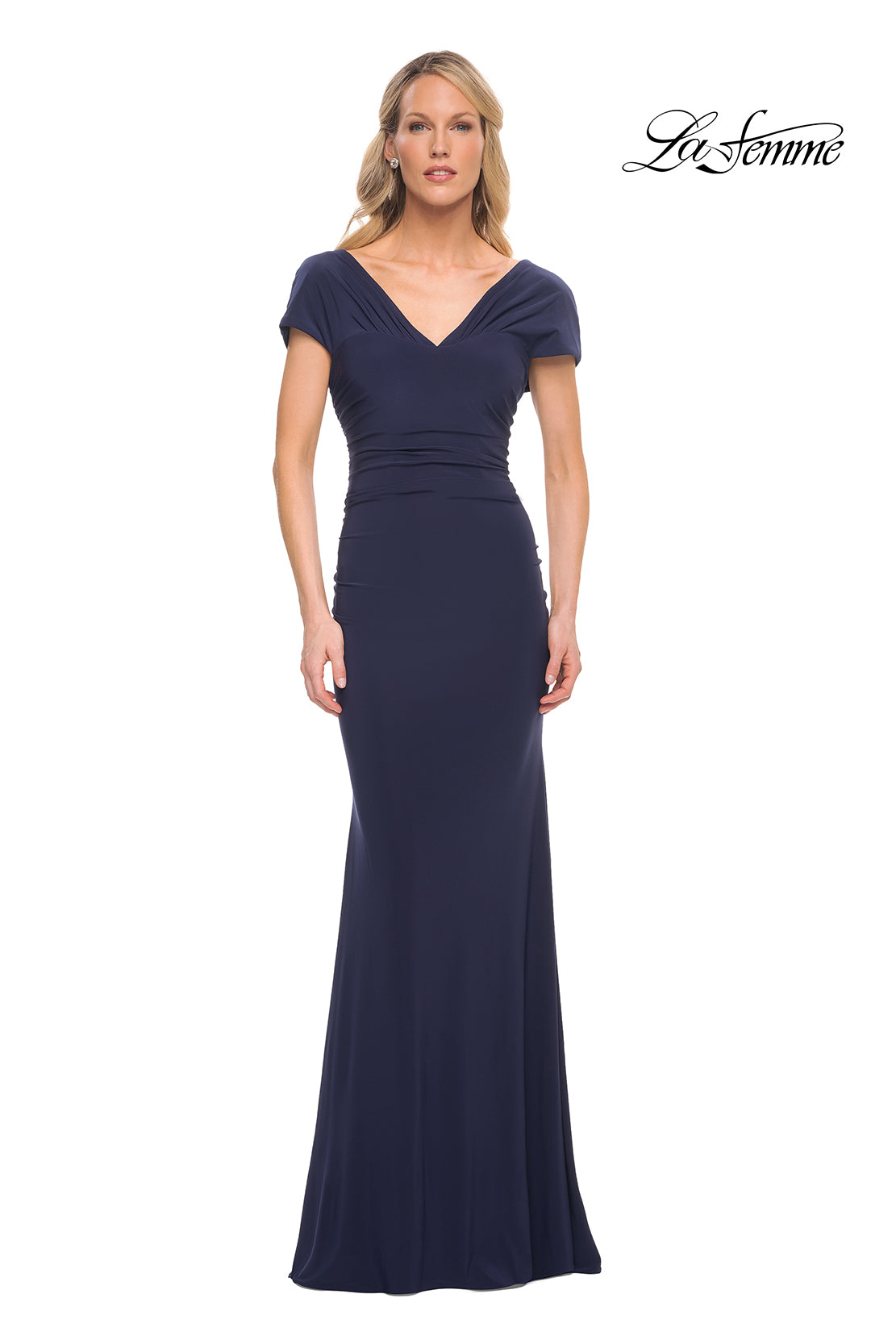 Picture of: Versatile Jersey Long Evening Dress with Short Sleeve in Blue, Style: 29998, Detail Picture 8