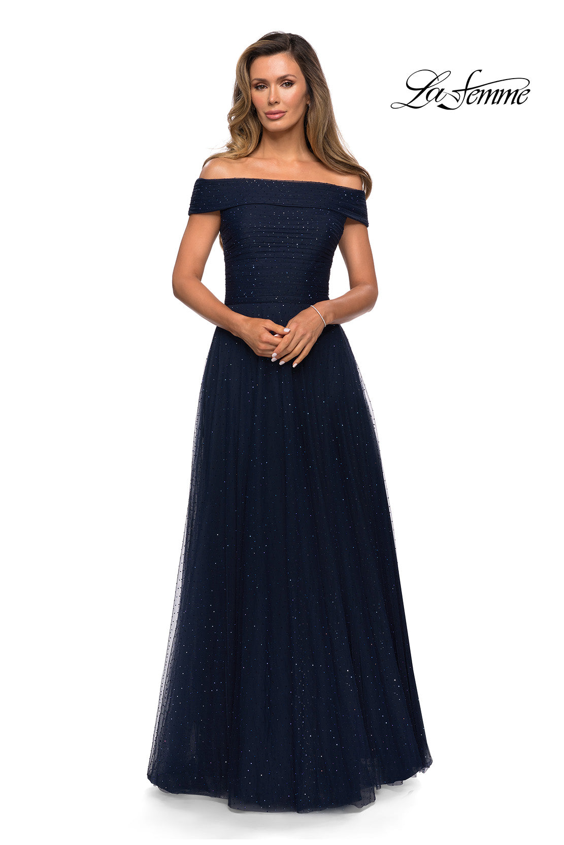 Picture of: Tulle Off the Shoudler A-line Dress with Rhinestones, Style: 28051, Detail Picture 9