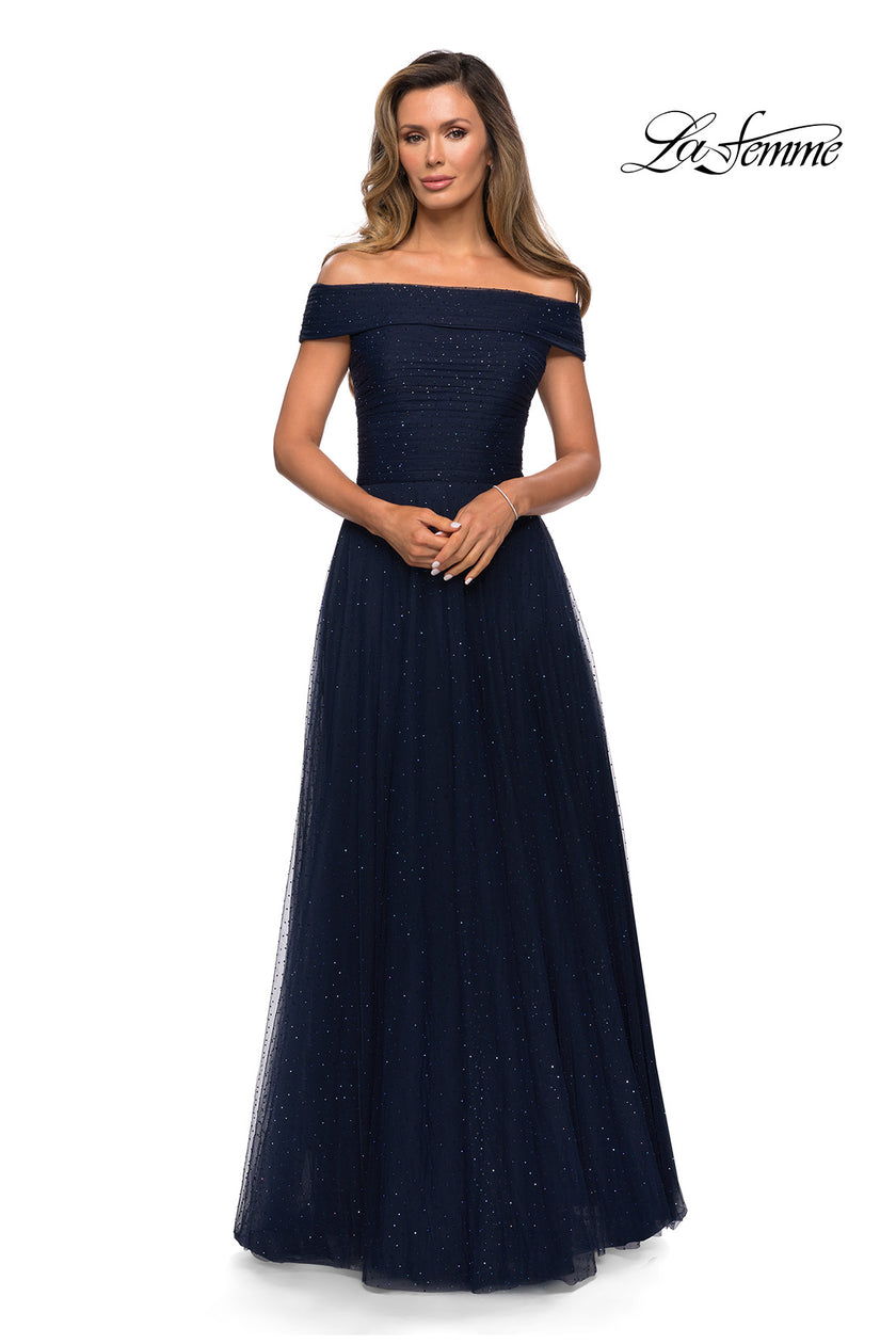 Picture of: Tulle Off the Shoudler A-line Dress with Rhinestones, Style: 28051, Detail Picture 9