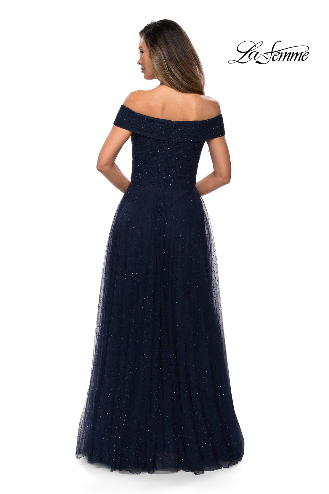 Picture of: Tulle Off the Shoudler A-line Dress with Rhinestones, Style: 28051, Detail Picture 10