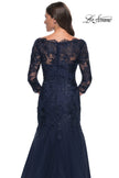 Picture of: Mermaid Tulle and Lace Dress with Scallop Detailed Neckline in Navy, Style: 30823, Detail Picture 10
