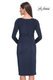 Picture of: Short Simple Jersey Dress with Flattering Ruching in Navy, Style: 31015, Detail Picture 10