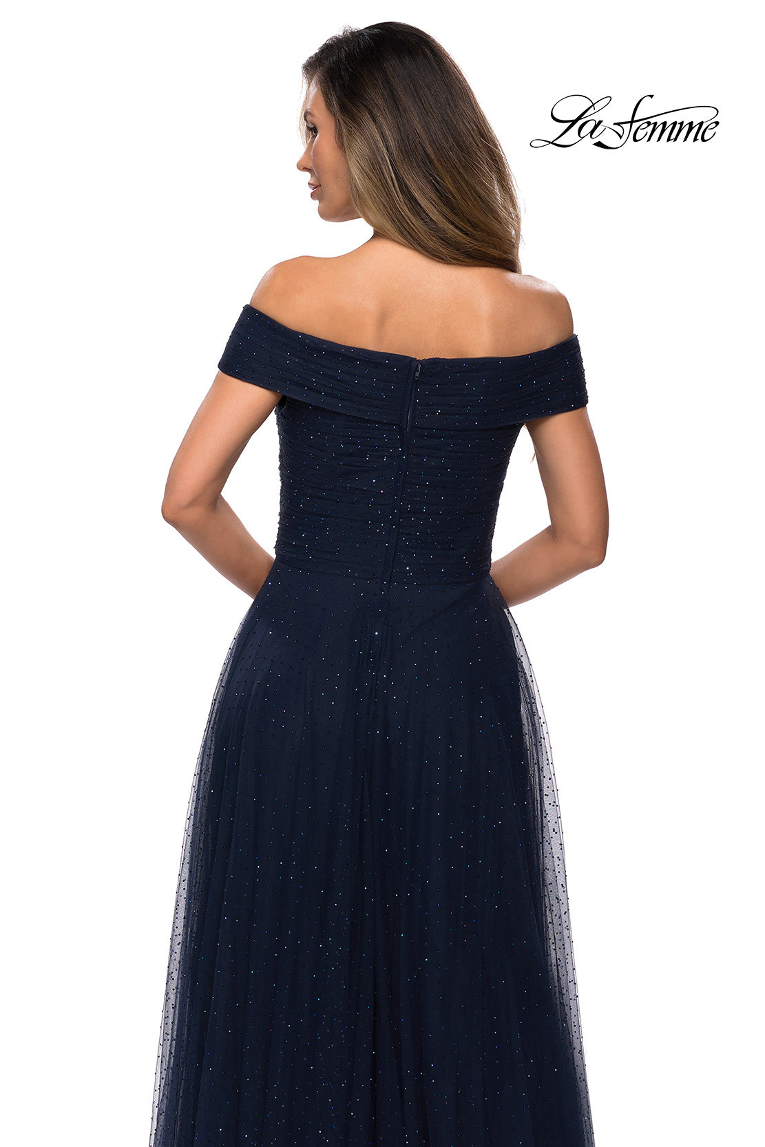 Picture of: Tulle Off the Shoudler A-line Dress with Rhinestones, Style: 28051, Detail Picture 12