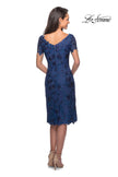 Picture of: Short Sleeve Knee Length Lace Dress with V-Neck in Navy, Style: 25522, Back Picture