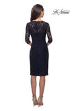 Picture of: Knee Length Lace Dress with Rhinestone Detailing in Navy, Style: 25527, Back Picture