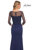 Picture of: Jersey Long Dress with Beading and Ruffle Skirt in Blue, Style: 30028, Back Picture