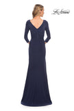 Picture of: Elegant Jersey Dress with Ruching and Ruffle Detail in Blue, Style: 30177, Back Picture