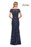 Picture of: Stunning Beaded Long Gown with V Neckline in Blue, Style: 30375, Back Picture