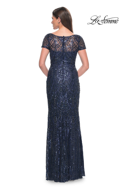 Picture of: Gorgeous Vintage Beaded Mother of the Bride Dress in Navy, Style: 31709, Back Picture