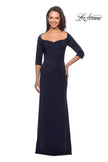 Picture of: Classic Long Dress with Three Quarter Sleeves in Navy, Style: 25148, Detail Picture 1