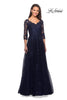 Picture of: Long Lace Gown with Sheer Sleeves and Pockets in Navy, Style: 26959, Detail Picture 1