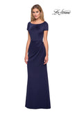 Picture of: Elegant Long Jersey Dress with Short Sleeves in Navy, Style: 27067, Detail Picture 1