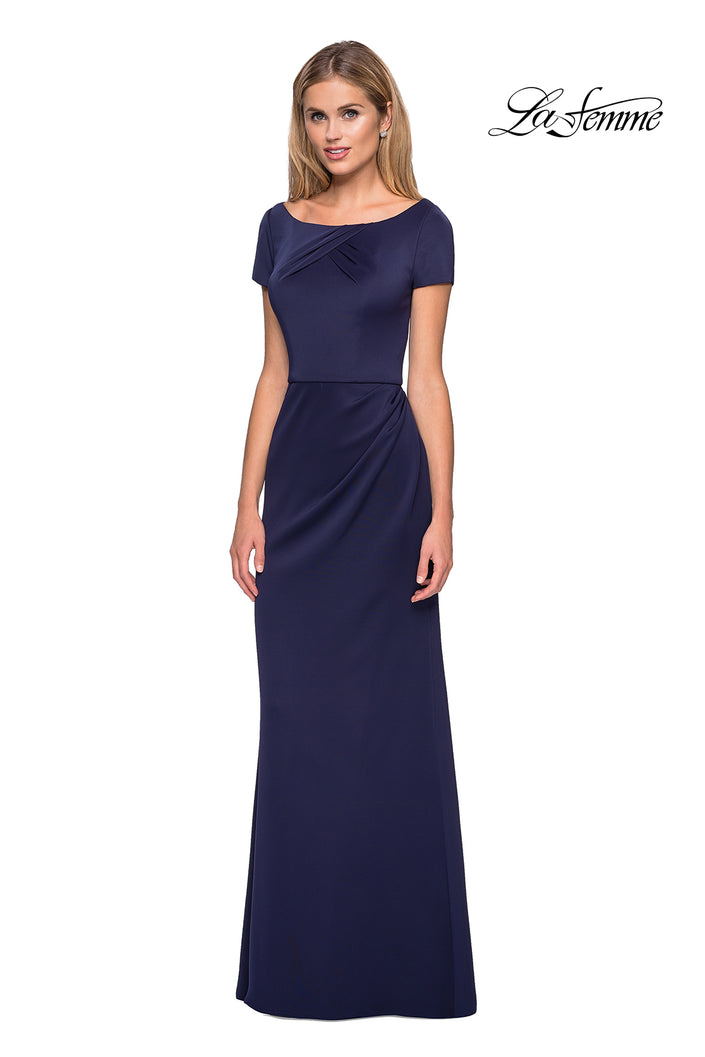 Picture of: Elegant Long Jersey Dress with Short Sleeves in Navy, Style: 27067, Detail Picture 1
