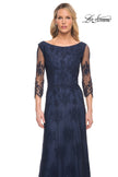 Picture of: Long Lace Gown with Illusion Sleeves in Navy, Style: 29219, Detail Picture 1