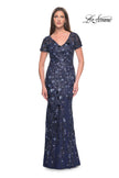 Picture of: Mother of the Bride Dress with Unique Floral Sequin Design in Navy, Style: 31779, Detail Picture 1