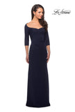 Picture of: Classic Long Dress with Three Quarter Sleeves in Navy, Style: 25148, Detail Picture 2
